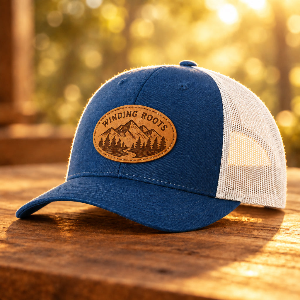 Blank 115 Low Pro trucker hat for custom leather patch personalization