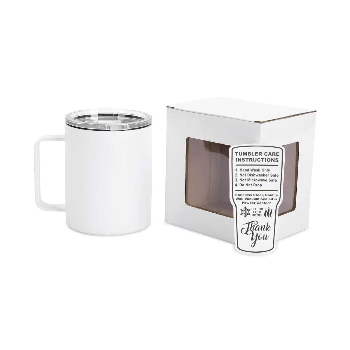 White 12oz handled coffee mug — shown before engraving