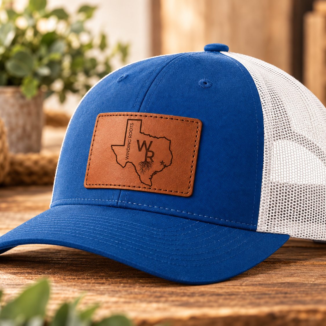 Custom 115 Low Pro leather patch trucker hat