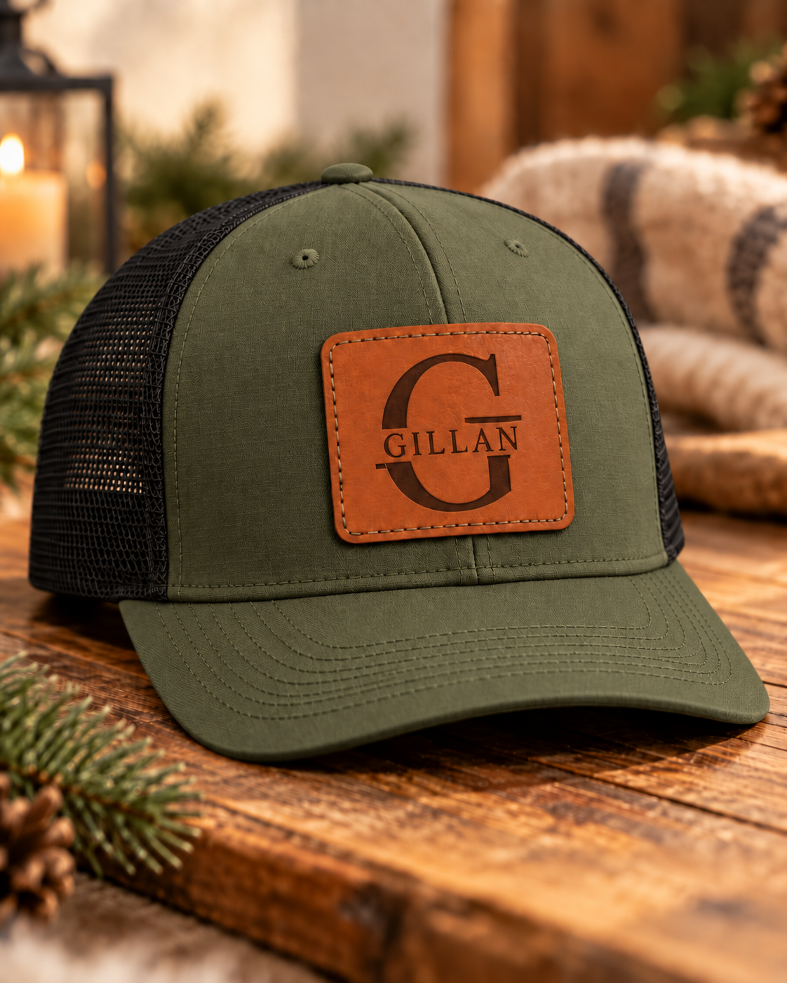 Personalized Richardson 112 leather patch hat – product view 2