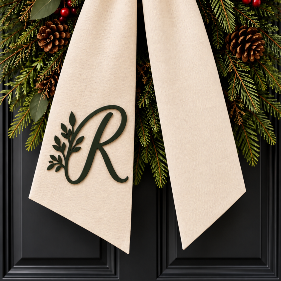 Personalized Wreath Sash with Leather Monogram product image