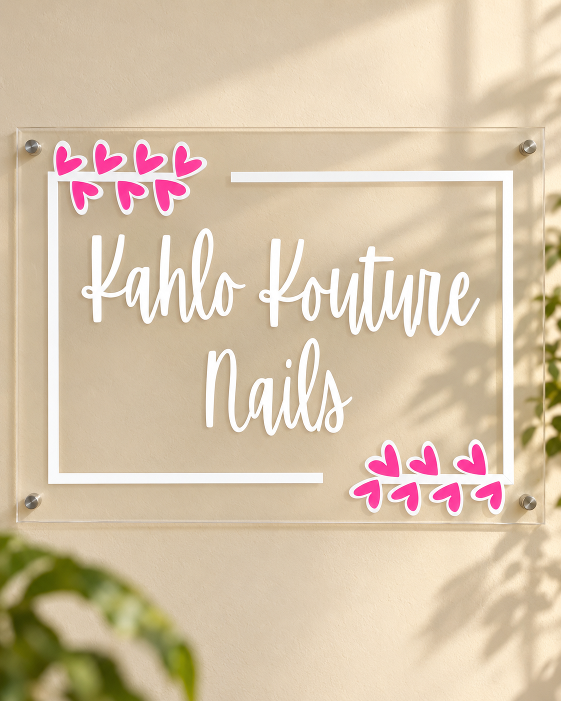 Custom Acrylic Business Sign | Personalized Logo Sign in a warm naturally lit setting