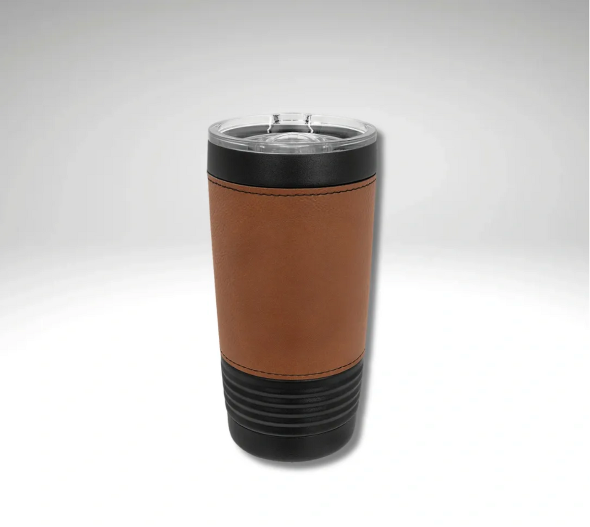 22 oz leather-wrapped coffee mug before personalization