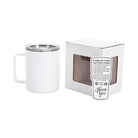 White 12oz handled coffee mug — shown before engraving