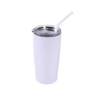 White 20oz handle-free Classic tumbler — silver engraving finish, shown blank
