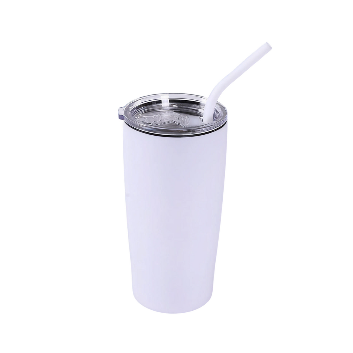 White 20oz handle-free Classic tumbler — silver engraving finish, shown blank