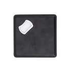 Leatherette bottle-opener coaster — black product sample before personalization