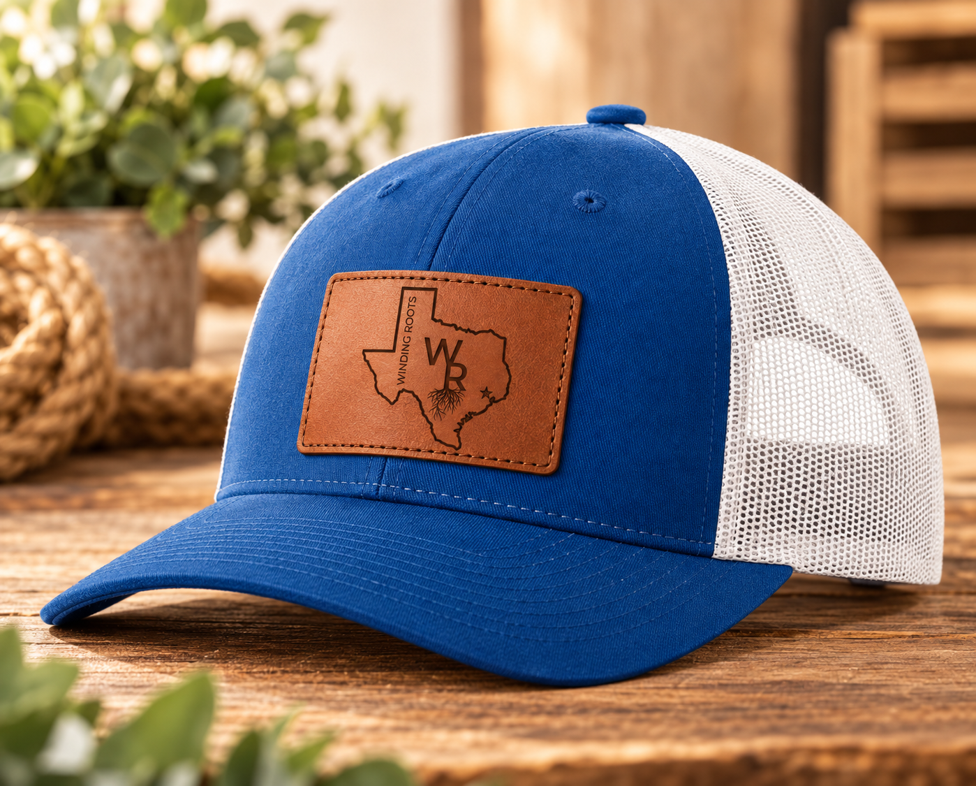 Custom 115 Low Pro leather patch trucker hat