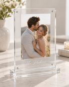 Classic acrylic wedding photo frame engraved The Parkers with optional date