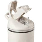 Close-up of the Linen HydroJug Ease2o dual-function lid opened to show the straw and chug spout