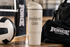 Houston Force Volleyball personalized 40oz Linen HydroJug Ease2o with CORA player name engraved below logo in gym setting