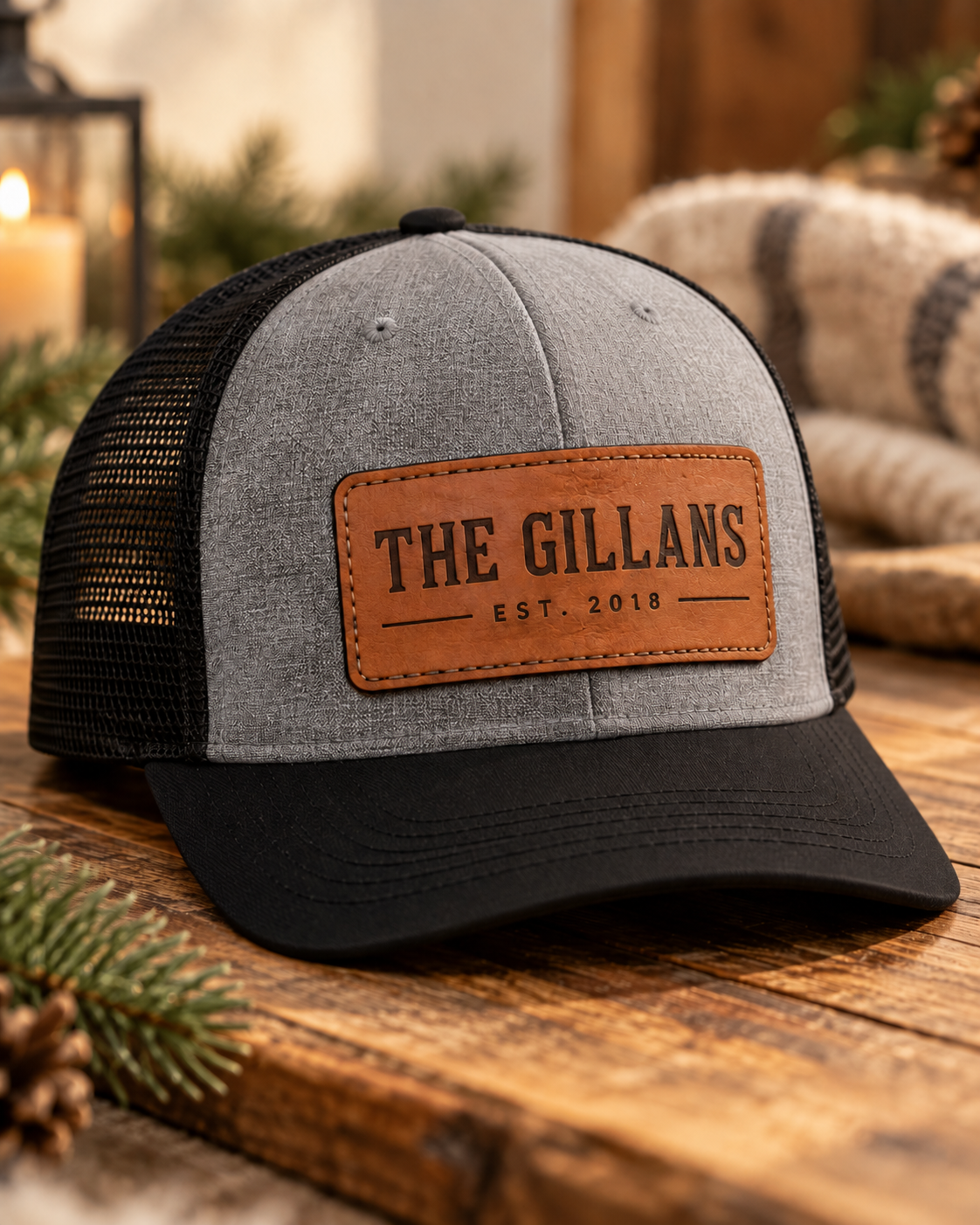 Personalized Richardson 112 leather patch hat – product view 3