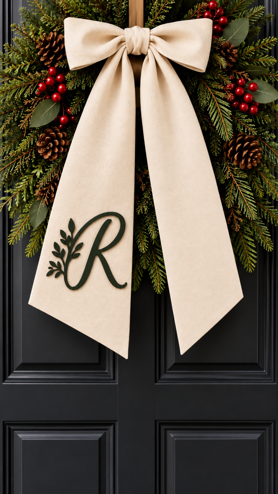 Personalized Wreath Sash with Leather Monogram product image