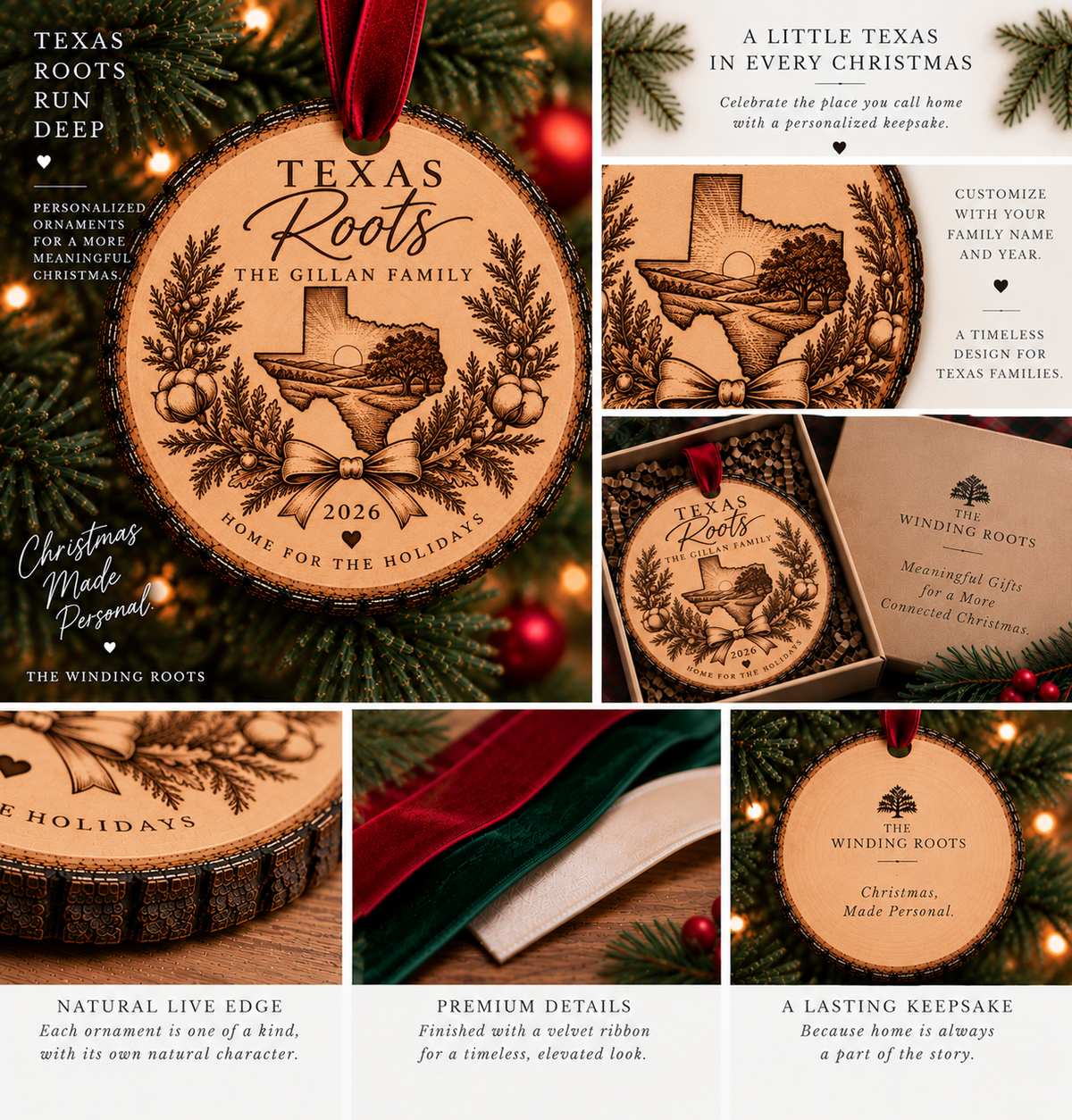 Personalized Texas Roots Family Ornament product detail 2